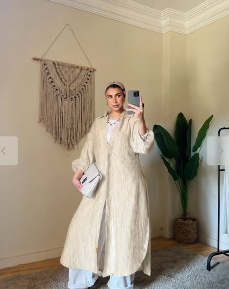Crinkle Cuffs Shirt Dress