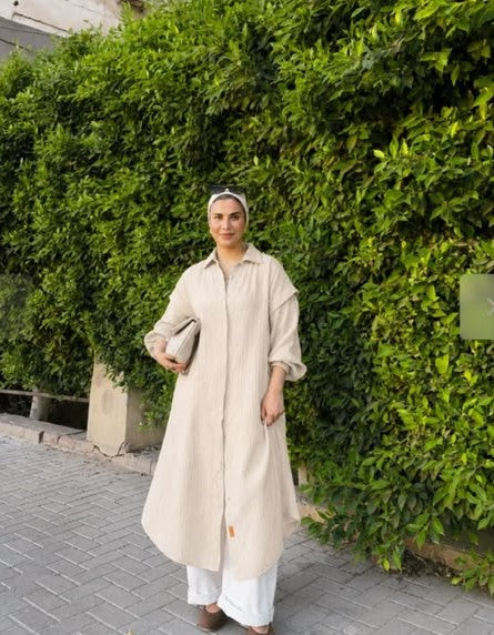 Crinkle Cuffs Shirt Dress